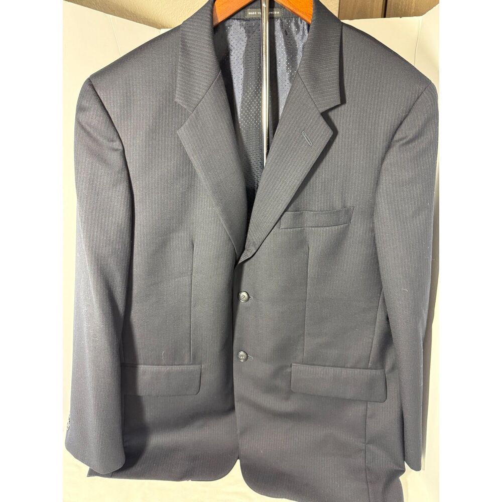 Preowned Alfani Suit Jacket SZ 42S Navy Twill Pattern. Wool/Polyester Like new